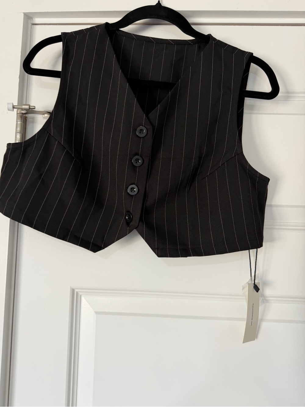 Pinstripe Vest and High-Waist Skirt Set - Picture 5 of 8